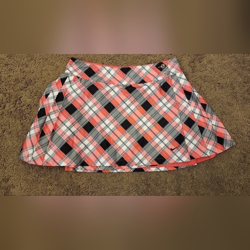 Nike dri-fit Serena Williams reversible wrap tennis skirt pink & plaid sz small